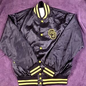 VTG Felco Made In USA Colorado University Satin Bomber Medium Jacket BLK VARSITY